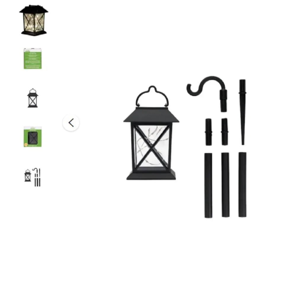 NEW IN BOX GARDEN COLLECTION 2-PACK SOLAR HOOK BLACK GARDEN LANTERNS/LIGHTS